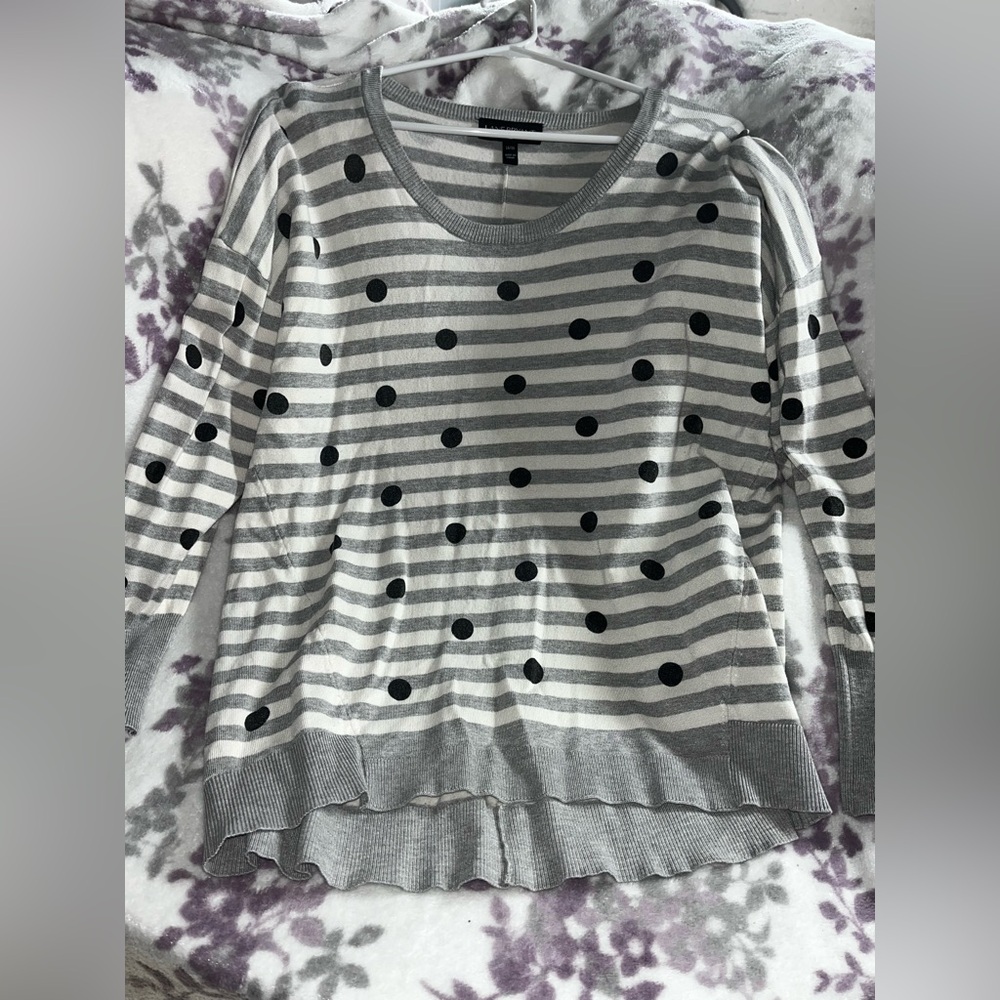 Lane Bryant Polka Dot/Stripe Sweater